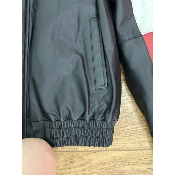 Oscar Piel American Flag MAGA Leather Jacket  Perfect Leather USA Mens Large VTG - Picture 13 of 16